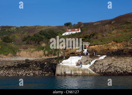 Vereinigtes Königreich, Kanalinseln, Herm Island, Fähranleger Stockfoto