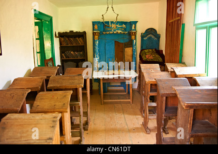 18. Jahrhundert jüdische Schulraum in der Casa Evreiasca. Barsana, das Dorfmuseum in der Nähe von Sighlet, Maramures, Stockfoto