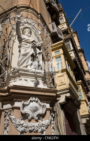 Malta, Valletta, aufgeführt wie Erbe der UNESCO, St-Paul-Statue in der Altstadt Stockfoto