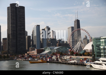 Navy Pier, Chicago Illinois Skyline Usa USA Vereinigte Staaten von Amerika Stockfoto
