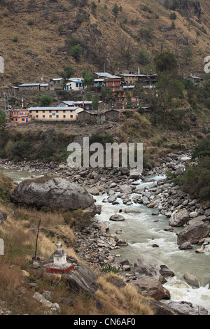 Nepali Himalaya Dorf Shyabrubesi Shyabru besi Stockfoto