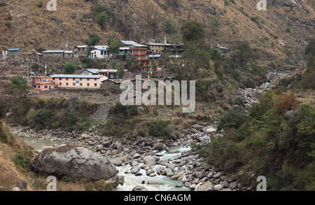 Nepali Himalaya Dorf Shyabrubesi Shyabru besi Stockfoto