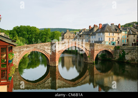 Fluss Lot Espalion Occitaine Aveyron Frankreich Stockfoto
