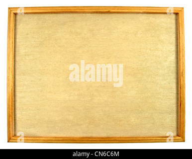 Hölzerne Schild auf weißem Hintergrund Stockfoto