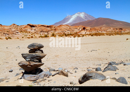 Vulkan Licancabur und Laguna Verde, Altiplano, Bolivien Stockfoto