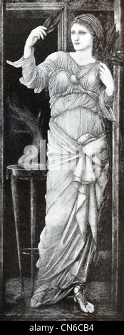 Hier abgebildet ist die Delphische Sibylle, eine mythische griechische Figur, die Prophezeiungen des britischen Künstlers Sir Edward Burne-Jones gemacht. Stockfoto