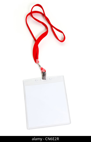 Namensschild mit weißem Hintergrund Stockfoto