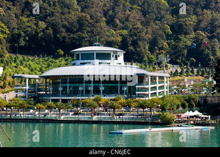 Sonne-Mond-See-Seilbahn-Station der Gondelbahn terminal in der Nähe von Itashao, Sonne-Mond-See, Taiwan. JMH5803 Stockfoto