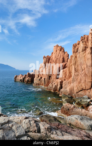 Sardinien ist. Italien. Rocce Rosse, charakteristischen roten Felsen von Arbatax. Stockfoto