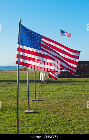 Die amerikanische Flagge. Ein Teil der "Die bewegliche Wand", eine Replik des Washington, DC Vietnam Veterans Memorial Stockfoto