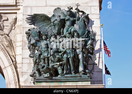 Bürgerkrieg-Skulptur auf dem Memorial Arch im Grand Army Plaza Brooklyn New York City Stockfoto