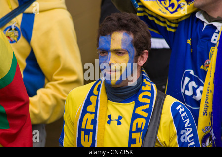 Rugby-Fans in Vicarage road Stockfoto