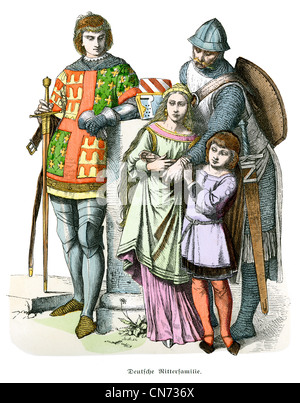 Deutschen ritterlichen Familie aus dem 13. Jahrhundert Stockfoto
