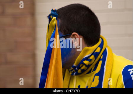 Rugby-Fans in Vicarage road Stockfoto