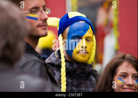 Rugby-Fans in Vicarage road Stockfoto