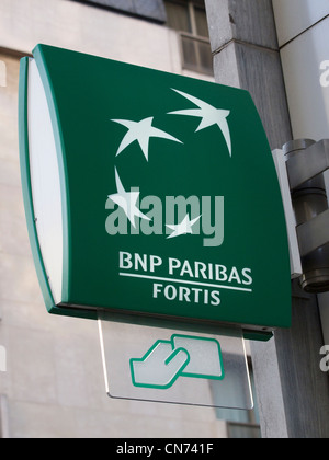 BNP Paribas Fortis Zeichen in Brüssel, Belgien Stockfoto