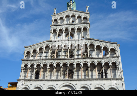 Fassade Detail, Duomo Di San Martino, Lucca, Toskana, Italien, Europa Stockfoto