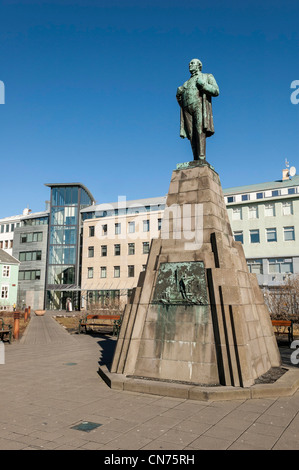 Statue von Jon Siguardsson, Reykjavik, Island Stockfoto