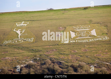 Zwei von den Fovant Abzeichen auf einem Hügel in Wiltshire Stockfoto