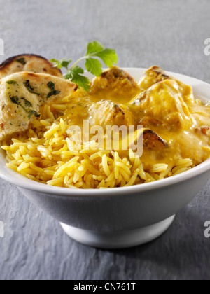 Passanda Hühnchen-Curry mit Reis Reis Stockfoto