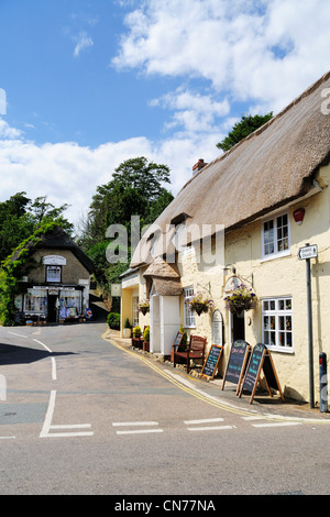 Strohgedeckten Hütten in dem schönen Dorf Godshill auf der Isle Of Wight Stockfoto