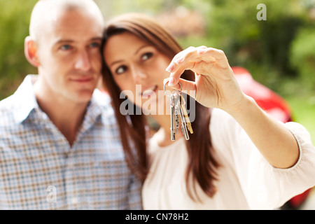 Paar Betrieb Schlüssel Stockfoto