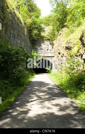 Litton Tunnel auf dem Monsal Trail in der Nähe von Litton Mill im Peak District in Derbyshire Stockfoto