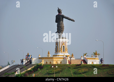 Chao Anouvong (Xaiya Setthathirath V) Statue am Mekong Riverfront, Vientiane, der Präfektur Vientiane, Laos Stockfoto