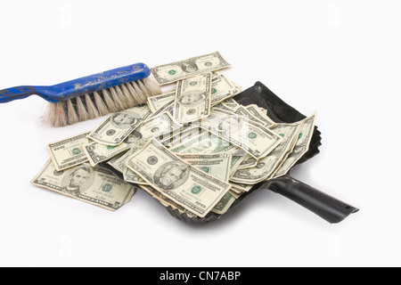 Fegen Sie amerikanisches Geld. Stockfoto