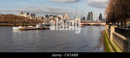 Blick auf St. Pauls, die Gurke und die Skyline von London bilden die South Bank Stockfoto