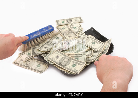 Fegen Sie amerikanisches Geld. Stockfoto