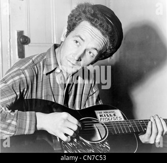 Woody Guthrie, Woodrow Wilson "Woody" Guthrie amerikanischer Sänger. Stockfoto