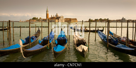 Romantischen Abend Sonne Ansicht der Insel San Giorgio Maggiore in Venedig, Italien Stockfoto