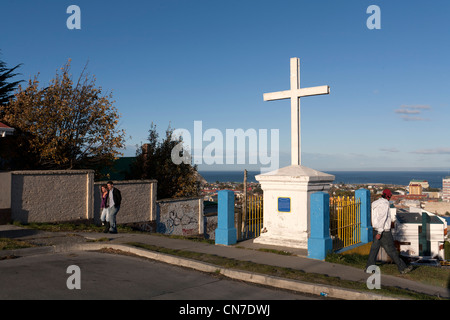 Mirador del Cerro De La Cruz, Punta Arenas Stadt, Magallanes Straße, Patagonien, Chile, Südamerika Stockfoto