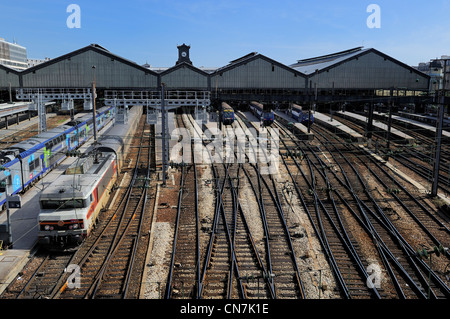 Frankreich, Paris, Gare Saint-Lazare Bahnhof gesehen von der Place de l ' Europe Stockfoto