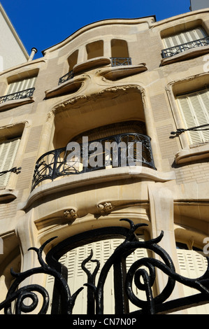 Frankreich, Paris, Hôtel Mezzara auf 60 Rue La Fontaine im Art Nouveau Stil von Hector Guimard Stockfoto