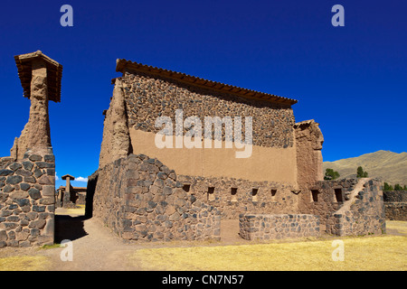 Peru, Cuzco Provinz, Raqchi, Wiracocha Tempel, wichtigen religiösen und administrativen Seite, es ist das einzige Gebäude der Inka, Stockfoto