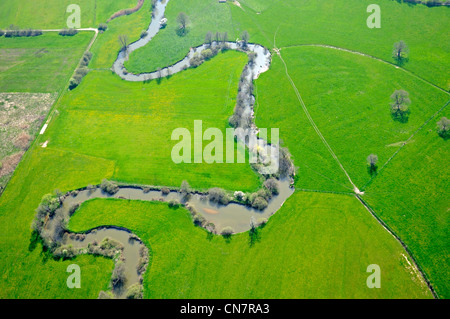 Brebotte, Aue (Luftbild), Meramec Tal, Territoire de Belfort, Frankreich Stockfoto