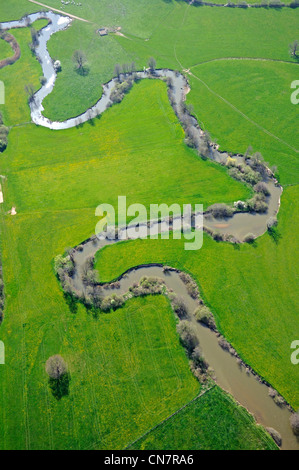 Brebotte, Aue (Luftbild), Meramec Tal, Territoire de Belfort, Frankreich Stockfoto