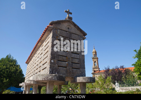 Horreo der Stadt Carnota in Galicien Stockfoto