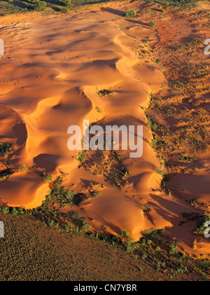 Tiefflug Luftaufnahme der roten Sanddünen, Outback NSW, Australien Stockfoto