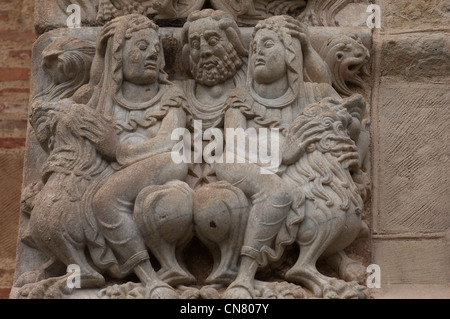 Frankreich, Haute Garonne, Toulouse, Portal der Kathedrale Saint-Sernin (oder Saint Saturnin) 5 12. Jahrhundert datiert Skulptur der Stockfoto