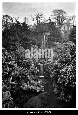 Wasserfall Chatsworth Garden Estate UK England 1900 Stockfoto