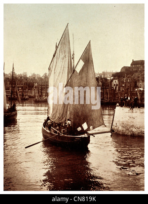 Schoner Segeln Segel Edwardian Ära 1900 Stockfoto