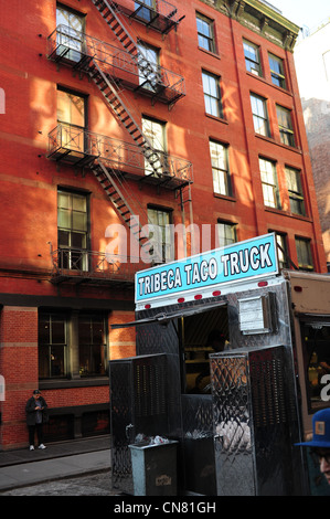 USA New York City Manhattan SOHO Tribeca Taco Truck Imbisswagen Stockfoto