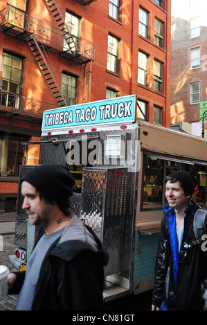USA New York City Manhattan SOHO Tribeca Taco Truck Imbisswagen Stockfoto