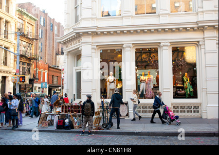 USA New York City Manhattan SOHO Straße Ecke Prinz und Greene Straßen Ralph Lauren Shop Stockfoto