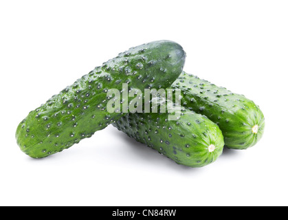 Frische Gurken isoliert auf weißem Hintergrund Stockfoto