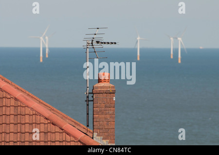 Windpark North Wales Küste in der Nähe von Colwyn Bay Stockfoto