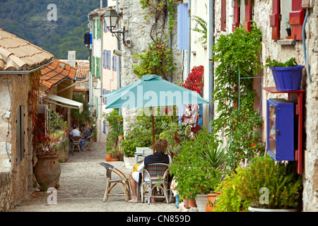 Frankreich, Alpes Maritimes, Sainte Agnes gekennzeichnet Les Plus Beaux Dörfer de France (The Most schöne Dörfer von Frankreich) Stockfoto